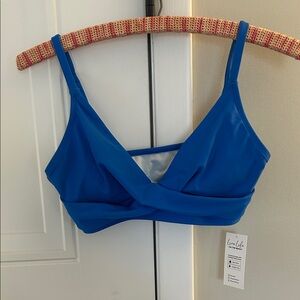 Blue wrap Front Bikini Top